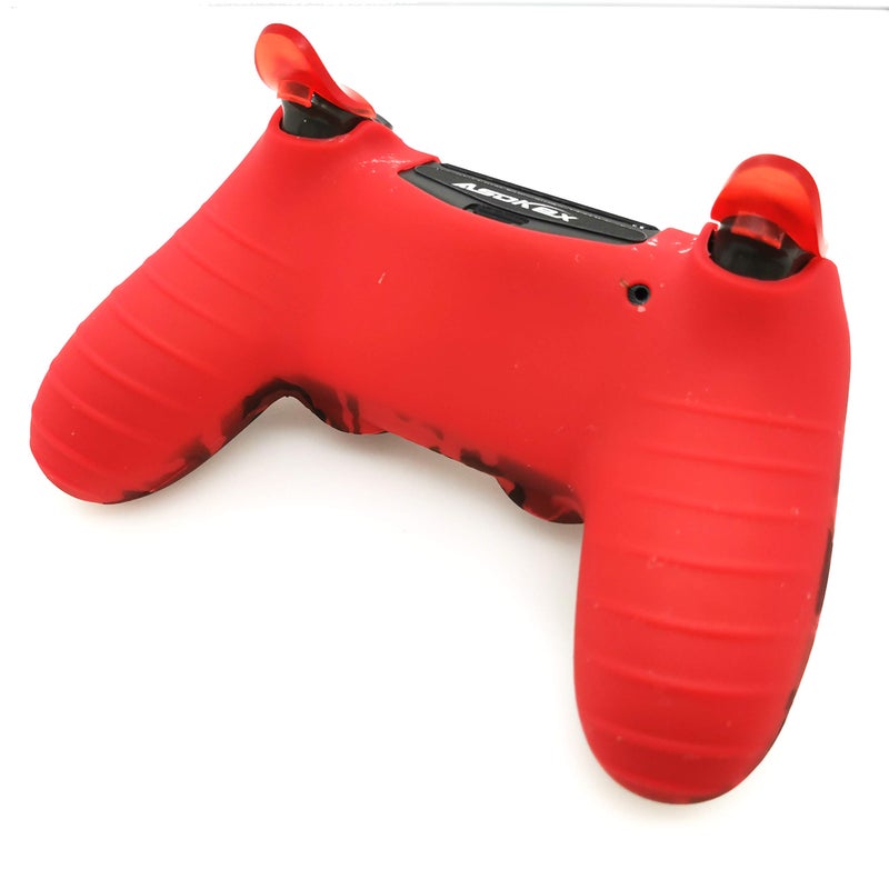 Asokex Silicone Skin Cover for Ps4 Controller (1pc Anti-Slip Case, 1 Pair L2 R2 Trigger Extender, 4pcs Thumb Grips,4pcs LED Light Bar Decal) Protector for DualShock PS4/ Slim/Pro Controller (Red Camouflage) - Image 3